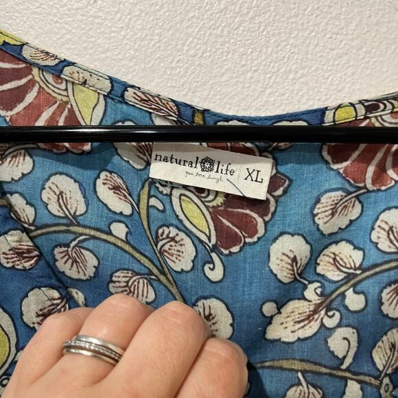 Natural Life Blue Boho Floral Tiered Tunic Dress Sz XL Festival Hippie - Picture 6 of 6